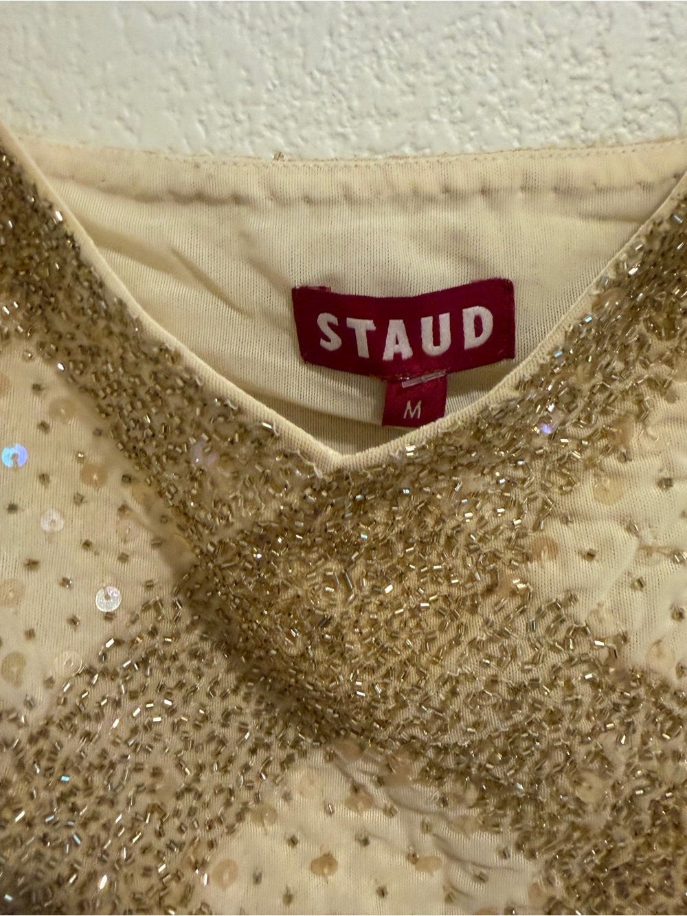 NWT STAUD Gold Sequin Slip Dress - Picture 6 of 9
